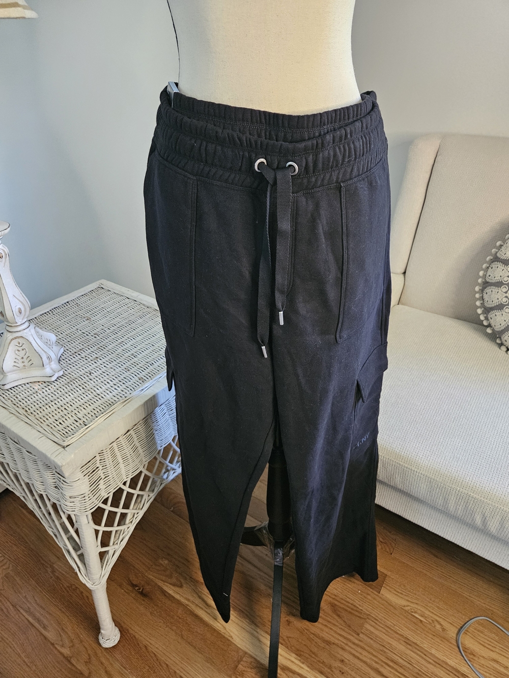 DKNY Black Cargo Drawstring Jogger Pants